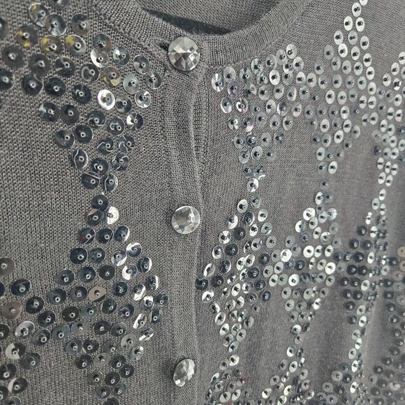 Regency collection for Joyce VTG Medium black sequin button up cardigan sweater - Picture 4 of 8